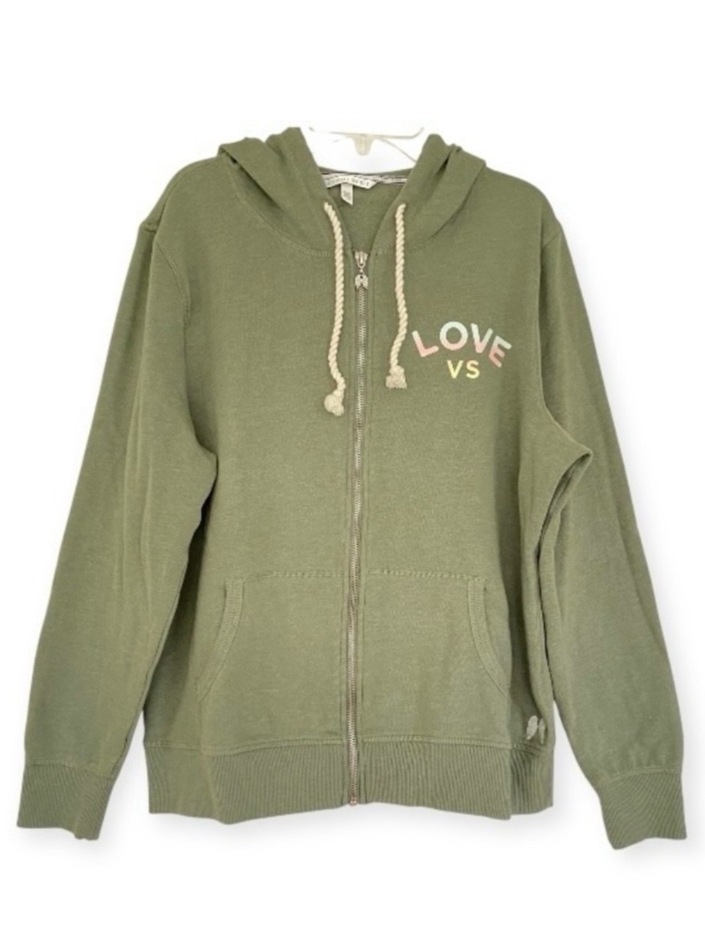 Victoria’s Secret PINK Sage Green "LOVE VS" Full Zip Hoodie, Size L